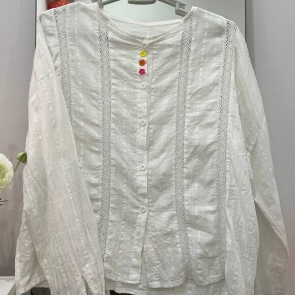 Tops - White Lace Button Blouse